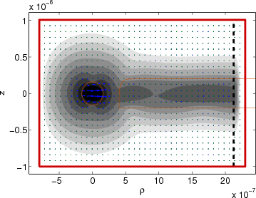 Plot of leaky mode with real-part contours only.